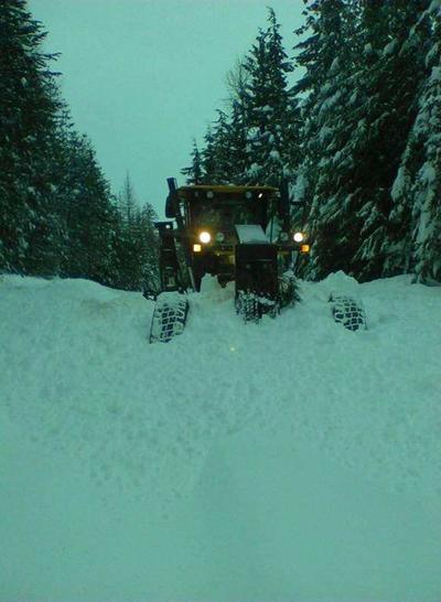 Grader in snow
